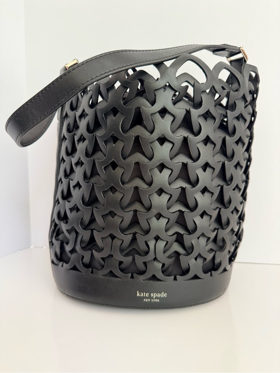 kate spade Handbags - kate spade Black Laser-Cut Leather Bucket Shoulder Bag